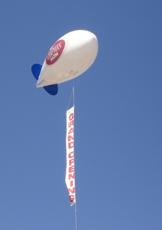 17ft helium advertising blimp with vertical banner
